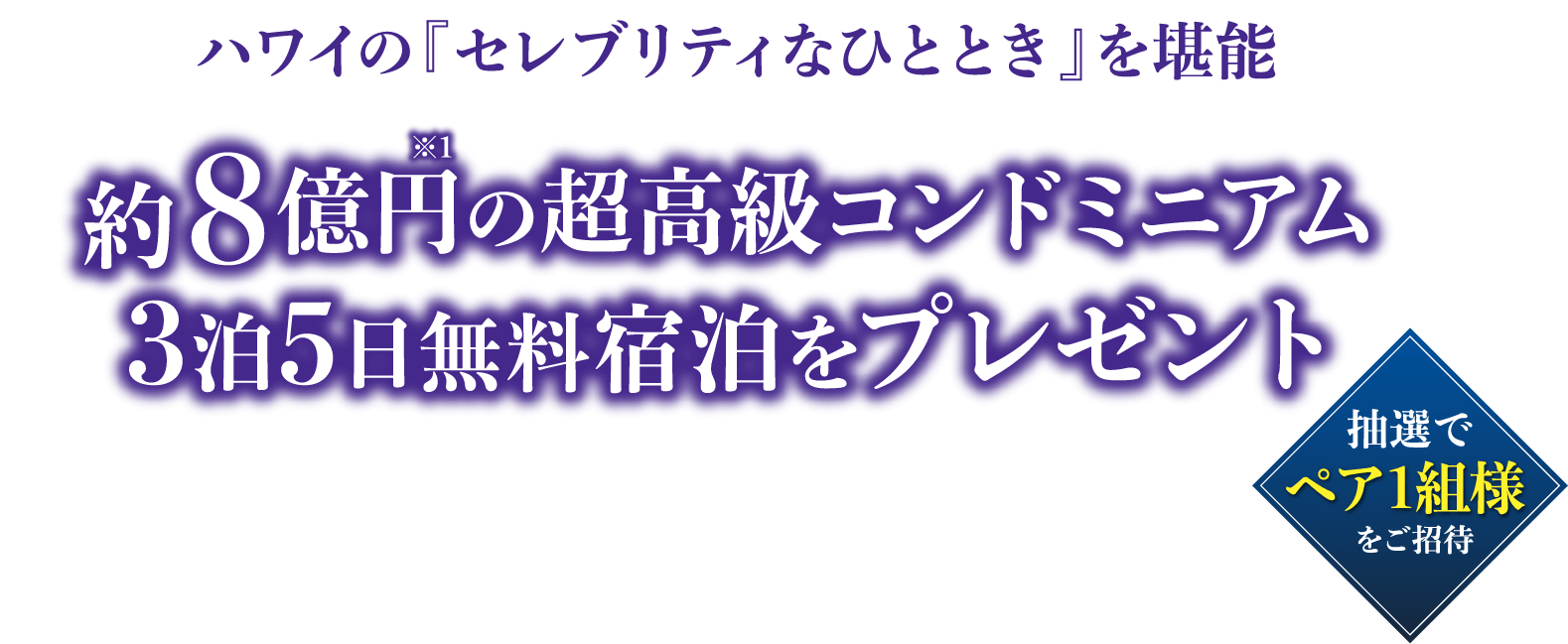 ハワイの『セレブリティなひととき』を堪能約8億円の超高級コンドミニアム3泊5日無料宿泊をプレゼント 抽選でペア1組様をご招待